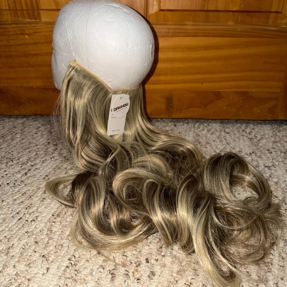 Synthetic headband hair extensions blonde hair with brown highlights 19+ inches